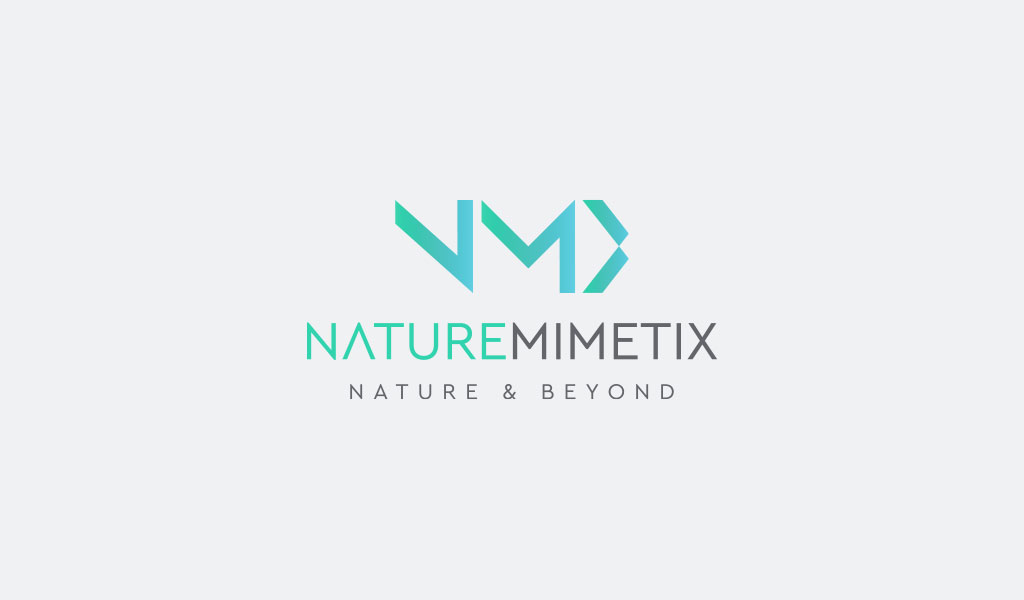 Naturemimetix logotipo y leyenda por George y Mildred